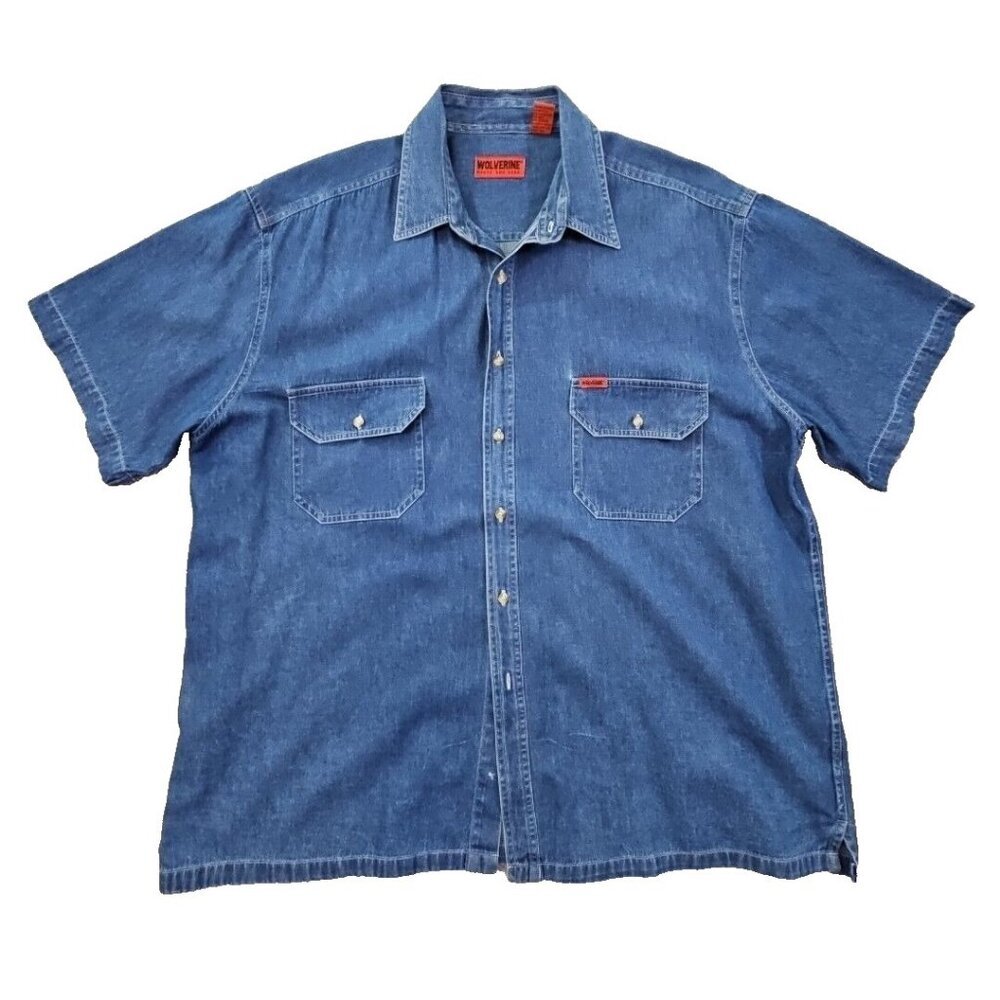 Wolverine Boots and Gear Denim Shirt Men's Size XXL Short Sleeve Westernwear EUC